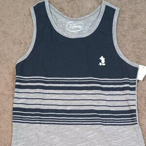 Disney Tank Top Men S Navy Gray Stripe Color Block Mickey Mouse Logo Streetwear